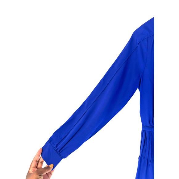 Diane Von Furstenberg Blue Silk Tawney Business Career Long Sleeve Dress Size 8 - Picture 6 of 11